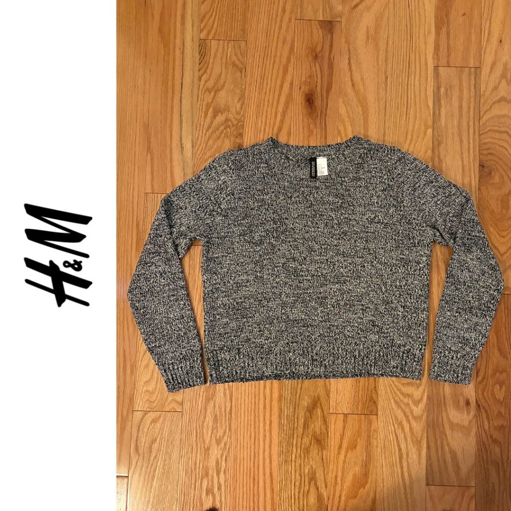 H&M | Black and White Marled Crewneck Sweater | Small